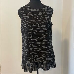 DKNY Ruffled Hem Sleeveless Blouse With Zebra Stripes EUC